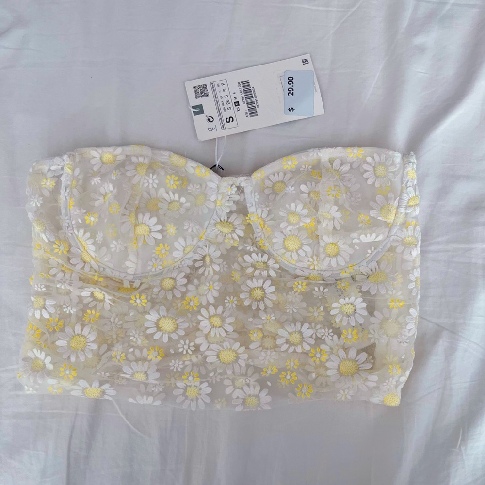 NWT Zara Sunflower Crop Top
